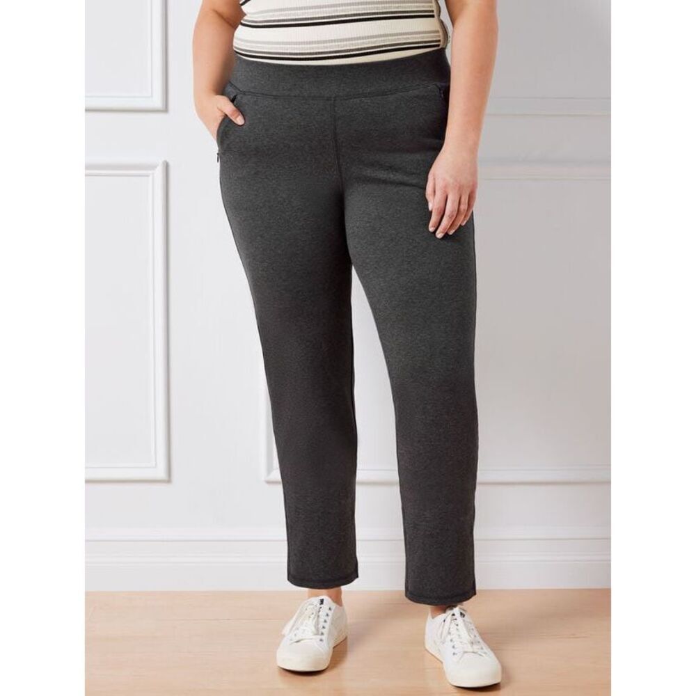 TALBOTS 3X GREY EVERYDAY STRETCH STRAIGHT LEG PANTS Zipper Pockets #773